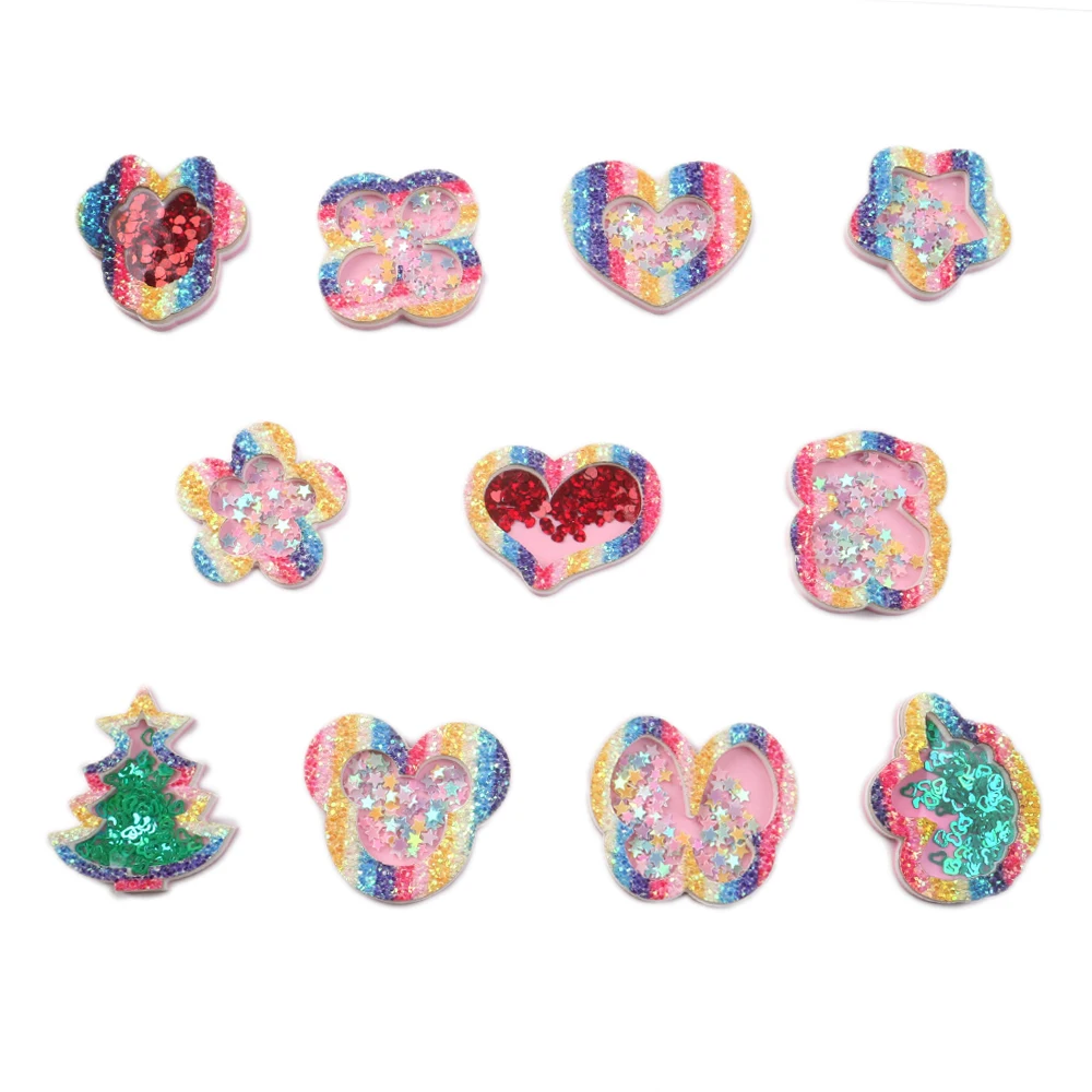 

New 20Pcs Animal TreeTransparent Plastic Resin with Colorful Flowing Sequins DIY Make Hair Clip Accessories Craft Decor,20Yc7215