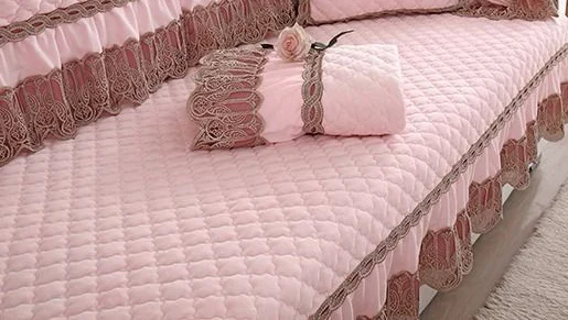 Fyjafon 1 шт. чехол для дивана плюшевое противоскользящее полотенце для дивана мягкое ощущение чехол для дивана 15 см кружевной край - Цвет: Розовый