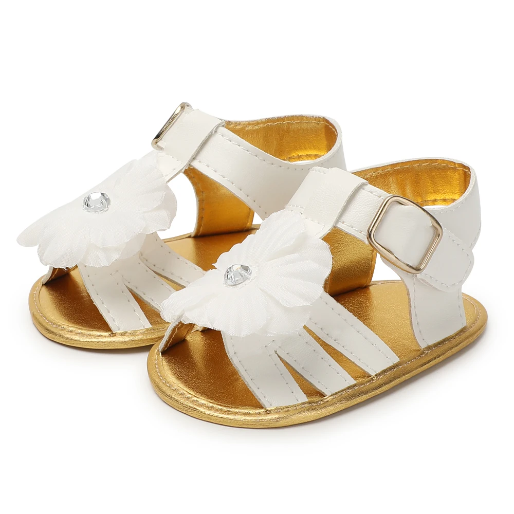 

CHICHIMAO Brand Baby Sandals White Flower Baby Girls Boys Nonslip Soft Soled Casual Sandals New Born Baby Girl Shoes 0-18 Months