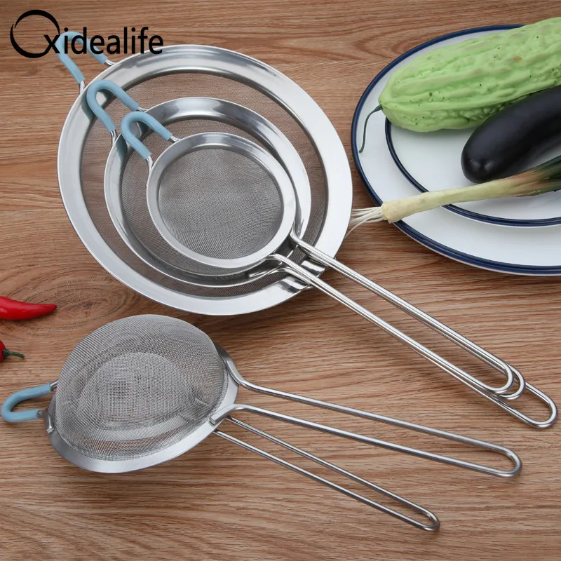 Xidealife New 304 Stainless Steel Hand held Flour Sieve Baking Home Ultrafine Powder 30 Mesh