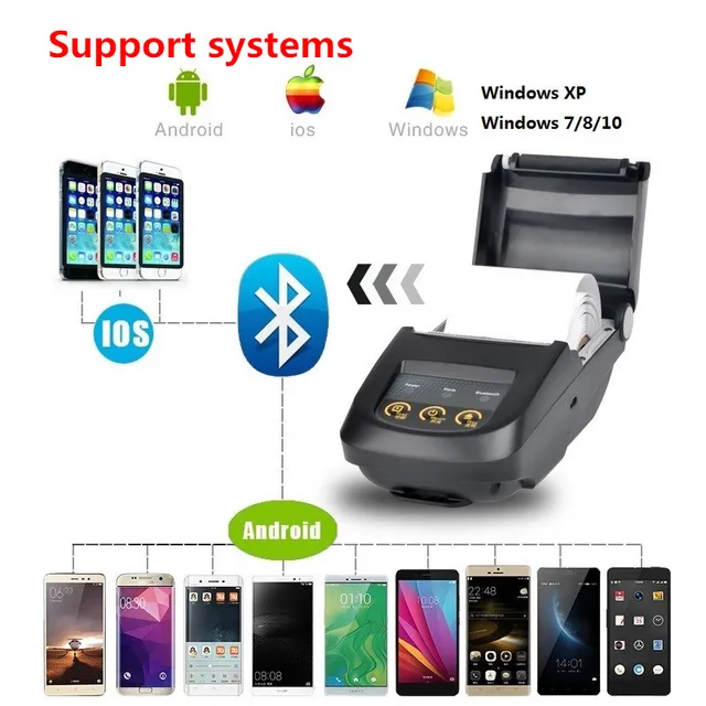 58mm Mini Bluetooth Printer Android Thermal Printer Wireless Receipt Printer Mobile Portable Small Ticket Printer