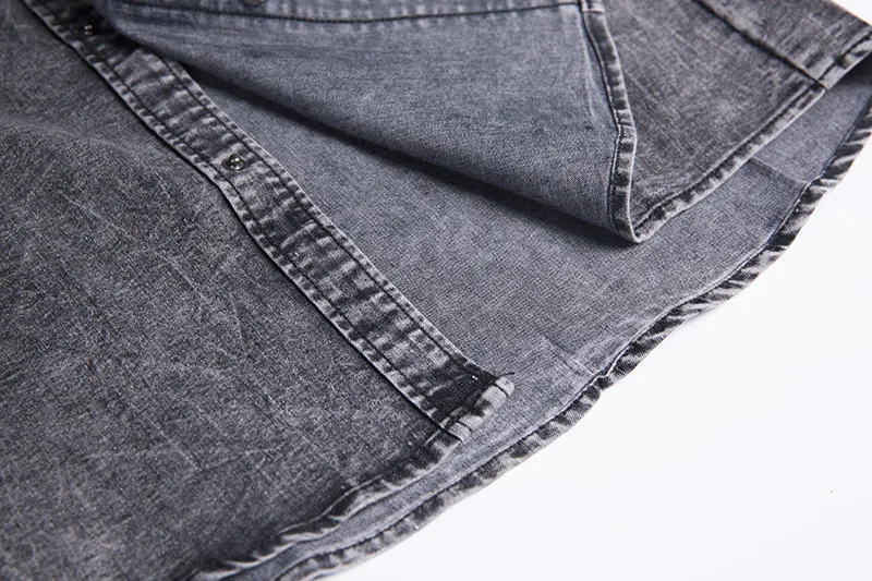 Новинка года, летние Брендовые мужские облегающие однотонные джинсовые рубашки в стиле хип-хоп, хлопковые мужские топы с короткими рукавами, джинсовая рубашка