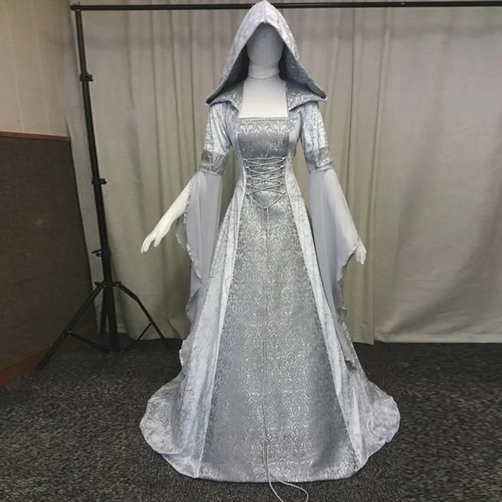 Хэллоуин викторианский костюм платье косплей костюмы страшный вампир ведьма одежда женский средневековый маскарадный костюм черное модное платье макси