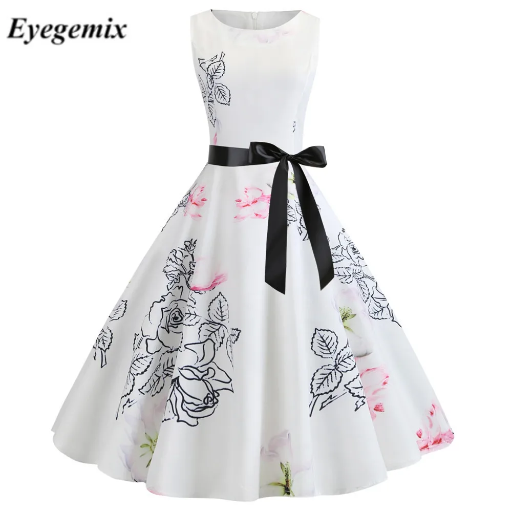 Женская обувь с принтом в полоску Летнее платье стиле ретро 1950S 60 Винтаж роковой