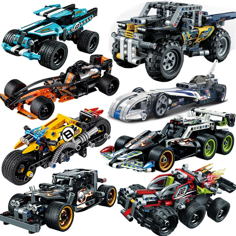 building blocks toys car offroad racing cars combination plug in children