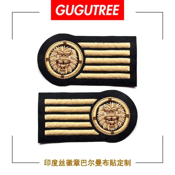 

GUGUTREE India silk embroidery rank lion army cartoon patches badges applique patches for clothing DZP-125