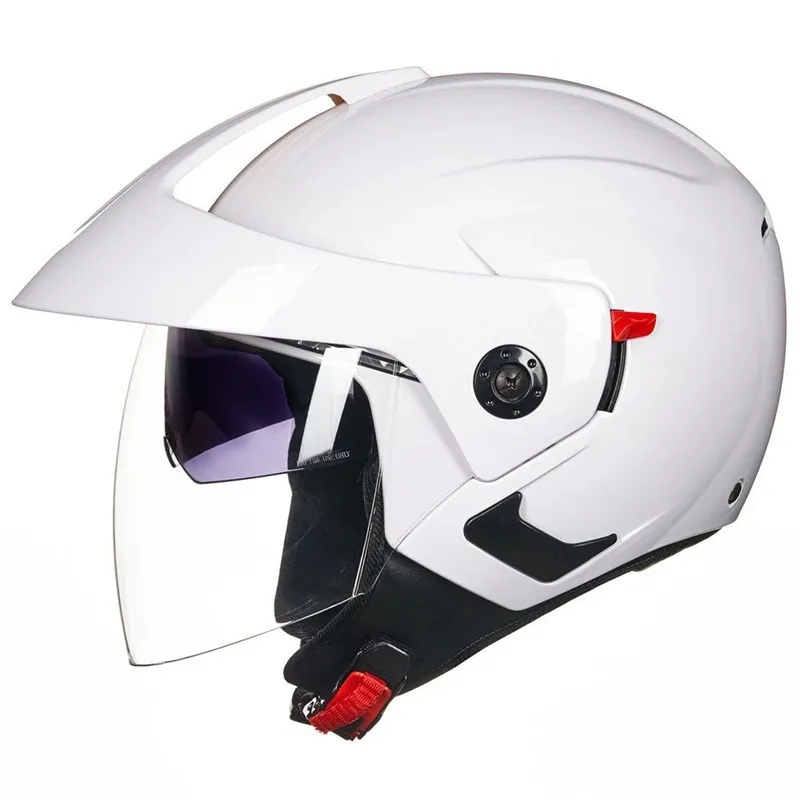 Дешево и хорошо, 3/4, мотоциклетный шлем с открытым лицом, с двойным козырьком, черный, L - Цвет: white