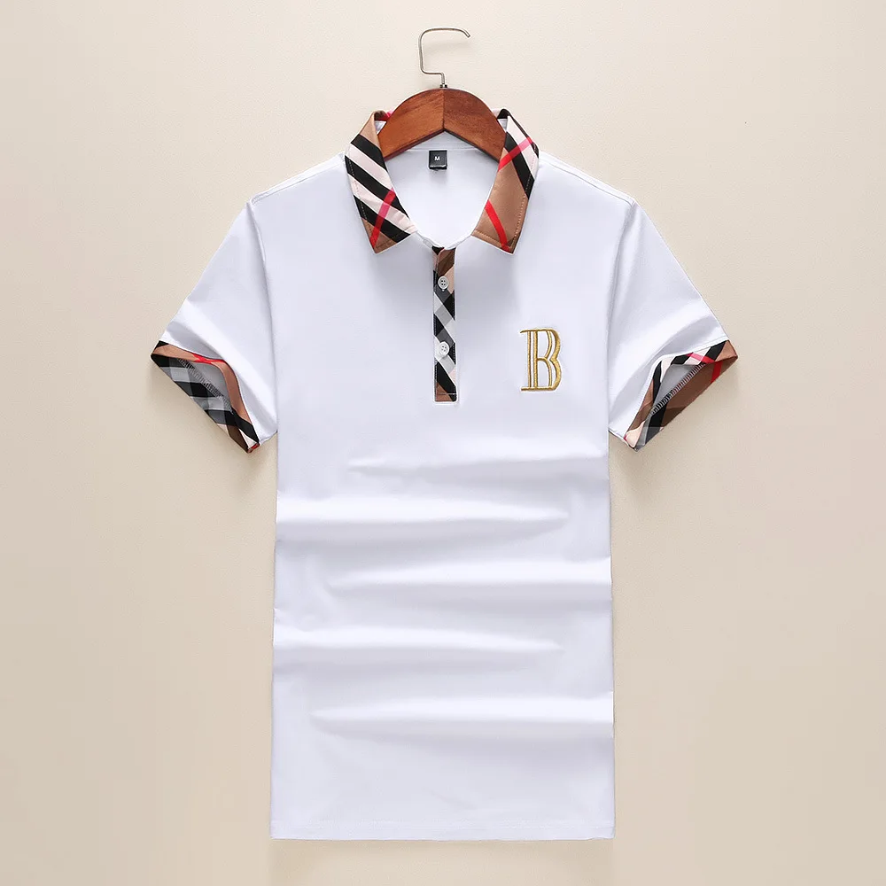 

2019 summer new Cotton Slim Short polo shirt men Patchwork Contrast Color Breathable tops men clothes streetwear