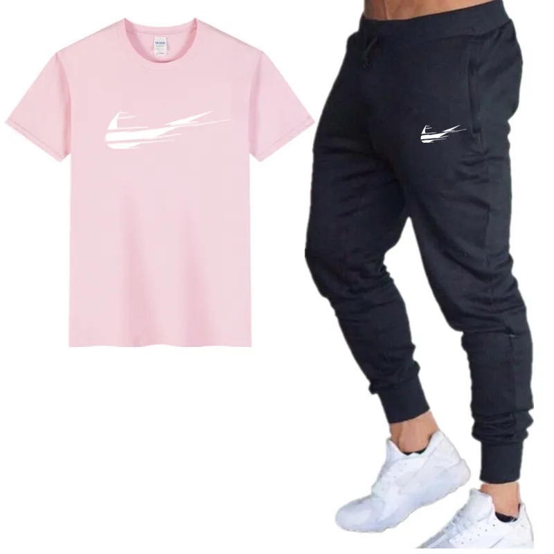 Summer Hot Sale Men's Sets T Shirts+pants Two Pieces Sets Casual Tracksuit Male 2019 Casual Tshirt Gyms Fitness trousers men Summer Hot Sale Men's Sets T Shirts+pants Two Pieces Sets Casual Tracksuit Male 2019 Casual Tshirt Gyms Fitness trousers men