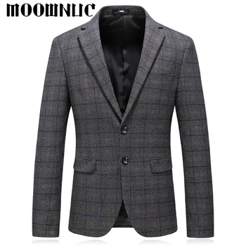 

Masculino Wedding Dress Suit Formal Fashion Lattice Grey Male Jacket Gentleman Autumn Groomsman Smart Casual Coat Brand Leisure