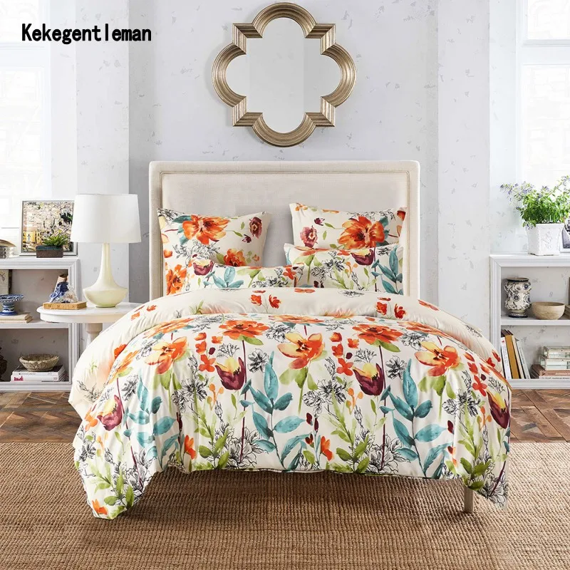 

Kids Flower Duvet Cover Set, Girls Floral Leaf White Bedding Set with Soft Lightweight Microfiber Duvet cover and Pillow case