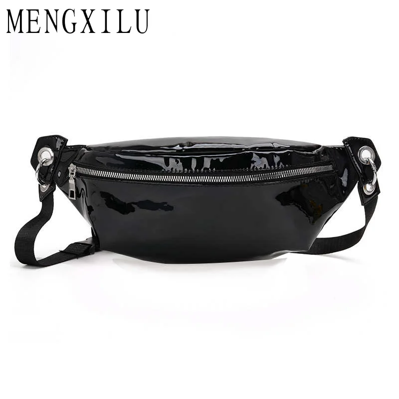 

MENGXILU 2019 Summer Ladies Waist Packs Fanny Pack PU Leather Cell Phone Pocket Sport Travel Chest Belt Bag Girls Shoulder Bags
