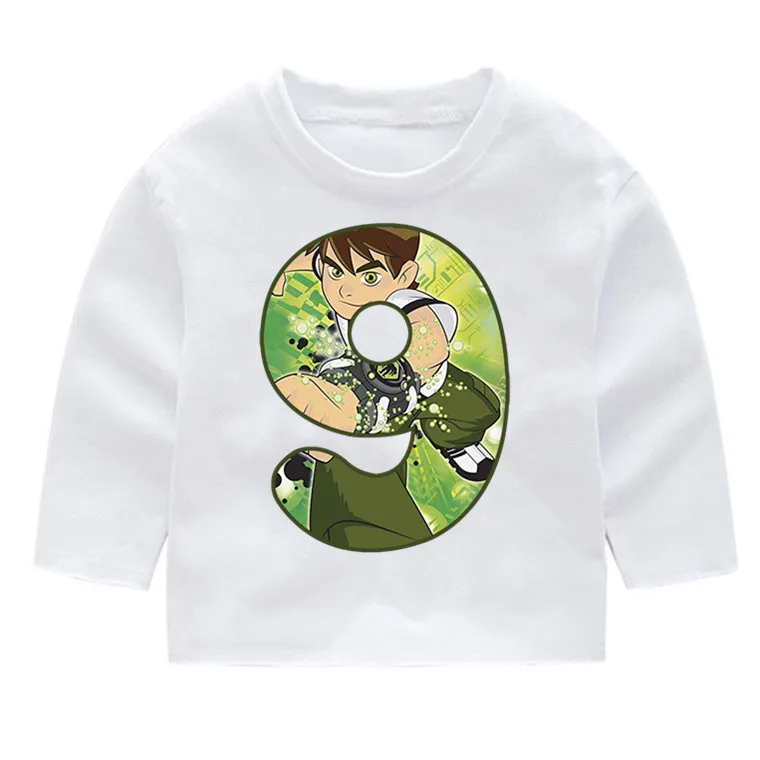 Ben 10/Детские Модные хлопковые футболки с длинными рукавами для дня рождения с цифрами детские топы с длинными рукавами, кофта с капюшоном для маленьких девочек - Цвет: P244-9