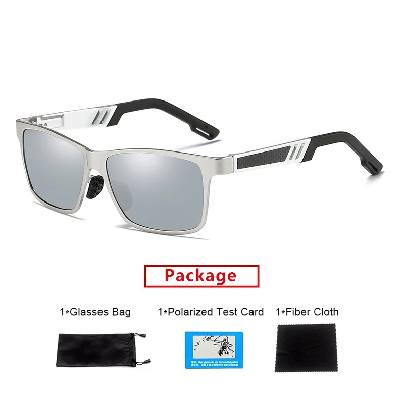 SAYLAYO новые поляризованные солнцезащитные очки мужские алюминиевые магния вождения солнцезащитные очки прямоугольные Оттенки для женщин UV400 защита - Цвет линз: Silver