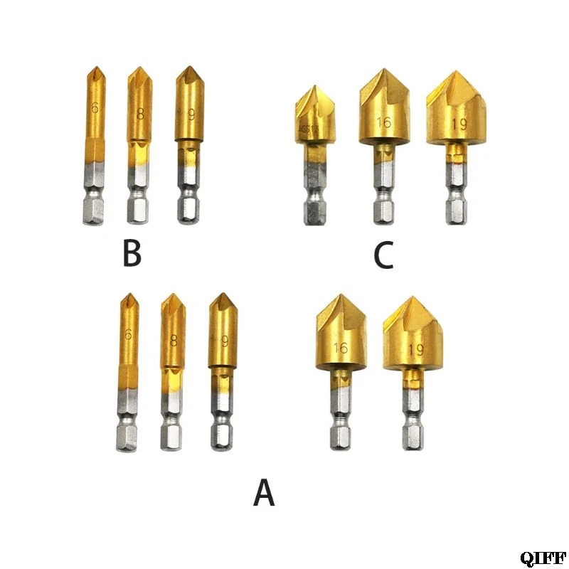 

HSS Chamfer Countersink Chamfer Drill Bit 1/4" Hex Shank 90 Degree Wood Chamfering Cutter Jun19