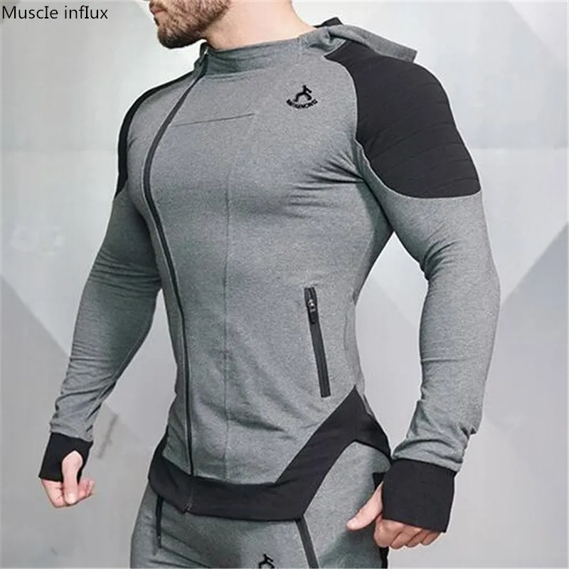  Men's Workout Fitness Hooded Sweatshirt Gyms brand Tops 2018 Men Casual Hoodies Men Bodybuilding Sw