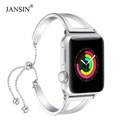 JANSIN женские группы для Apple Watch 38 мм 42 мм 40 мм 44 мм Смотреть полоса Регулируемый Нержавеющая сталь браслет iWatch Группа серии 1 2 3 4