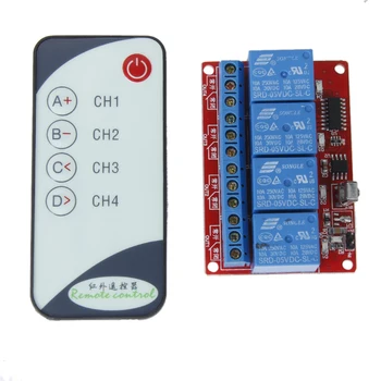 

4-Channel 5V LED Relay Module Board With 8 Meters Infrared Remote Control DIY