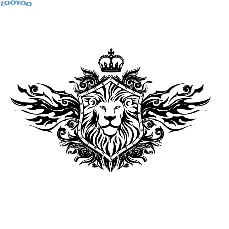 Fashionable-Home-Decor-Black-Printed-Hollow-Out-PVC-Waterproof-Crown-Lion-Shield-Wall-Sticker-For-Living