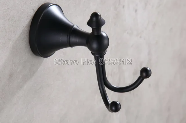 Oil Rubbed Bronze Bathroom Double Robe Hooks Coat Hat Towel Hook Hanger fba456