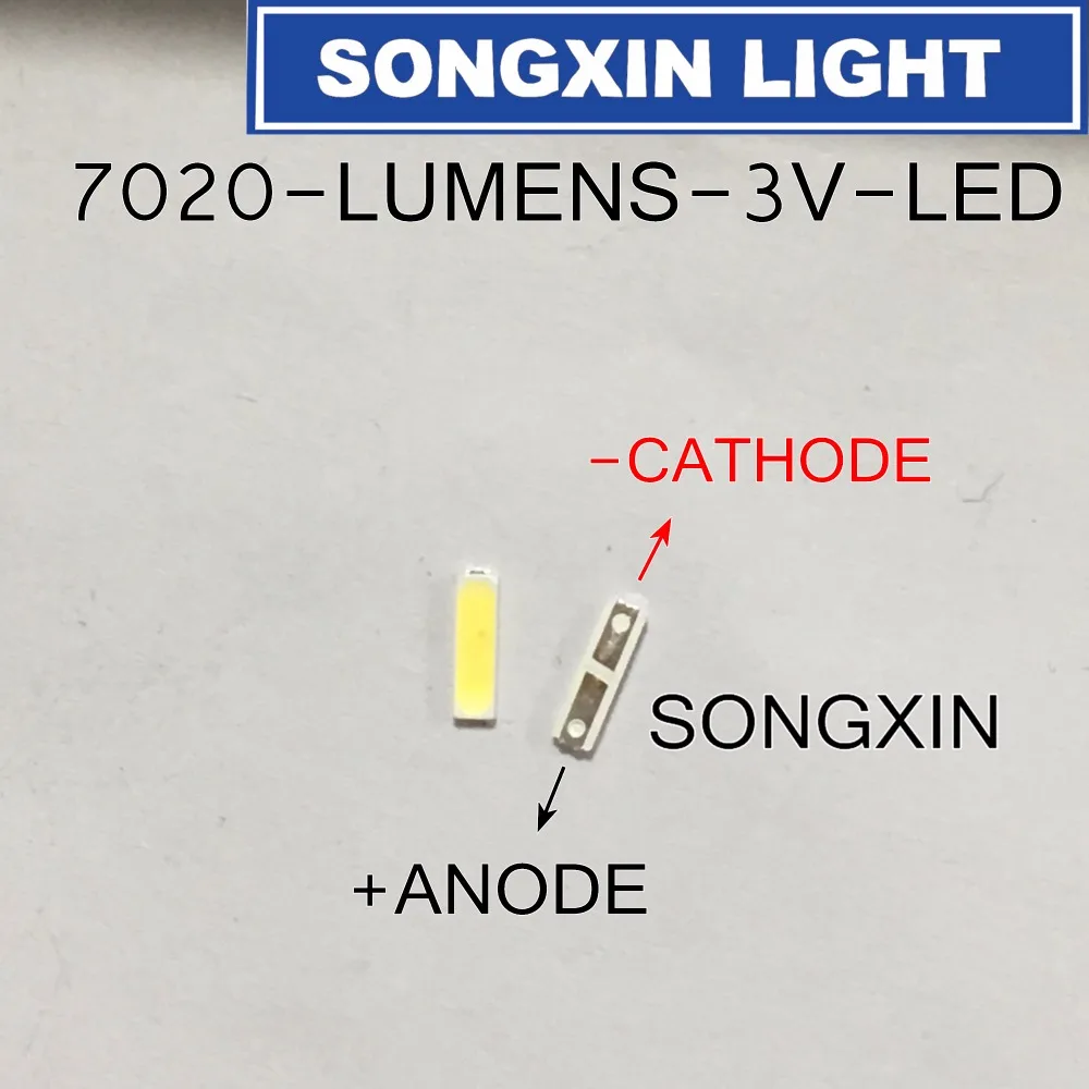 50 шт. для люменов 7020 3 в 0,5 Вт холодный белый Светодиодный подсветка светодиоды средней мощности ЖК-подсветка для ТВ приложения SANE7020P-0W-2074