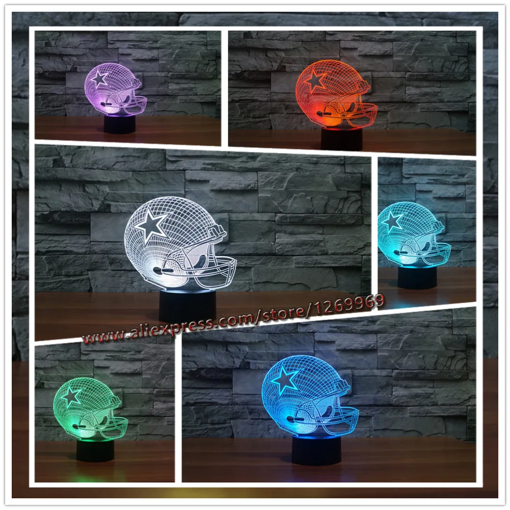 Fancyu0026Fantasy NFL Dallas Cowboys Helmet 3D LED Night light 7 Color Change Touch Table Desk Lamp