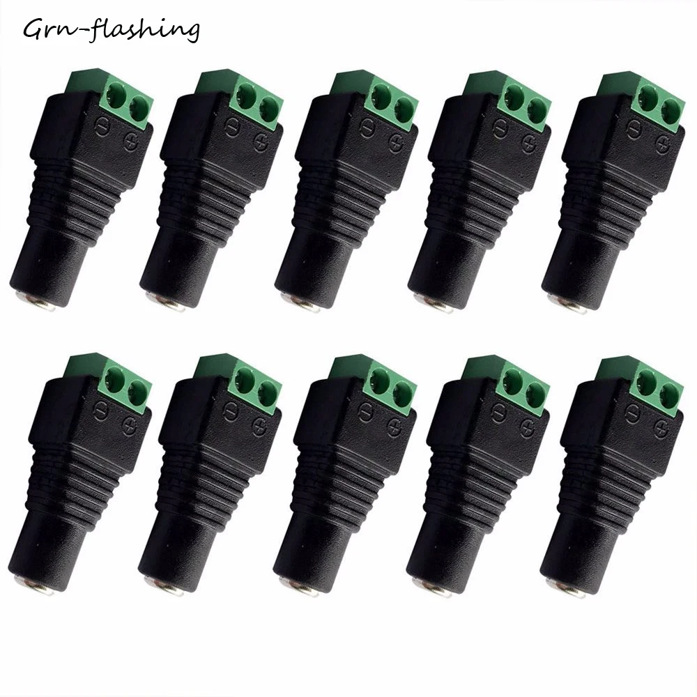 GRN FLASHING CCTV Cameras 5.5*2.1mm DC Female Power Plug Jack Adapter