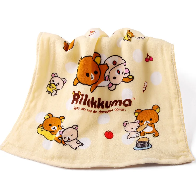 Дисней Rilakkuma милый мультфильм хлопок квадратный шарф для девочек и мальчиков мягкие и дышащие маленькие полотенца - Цвет: Цвет: желтый