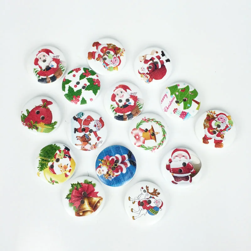 100Pcs Christmas Fashion Fancy Bulk Mixed Wood Button Sewing