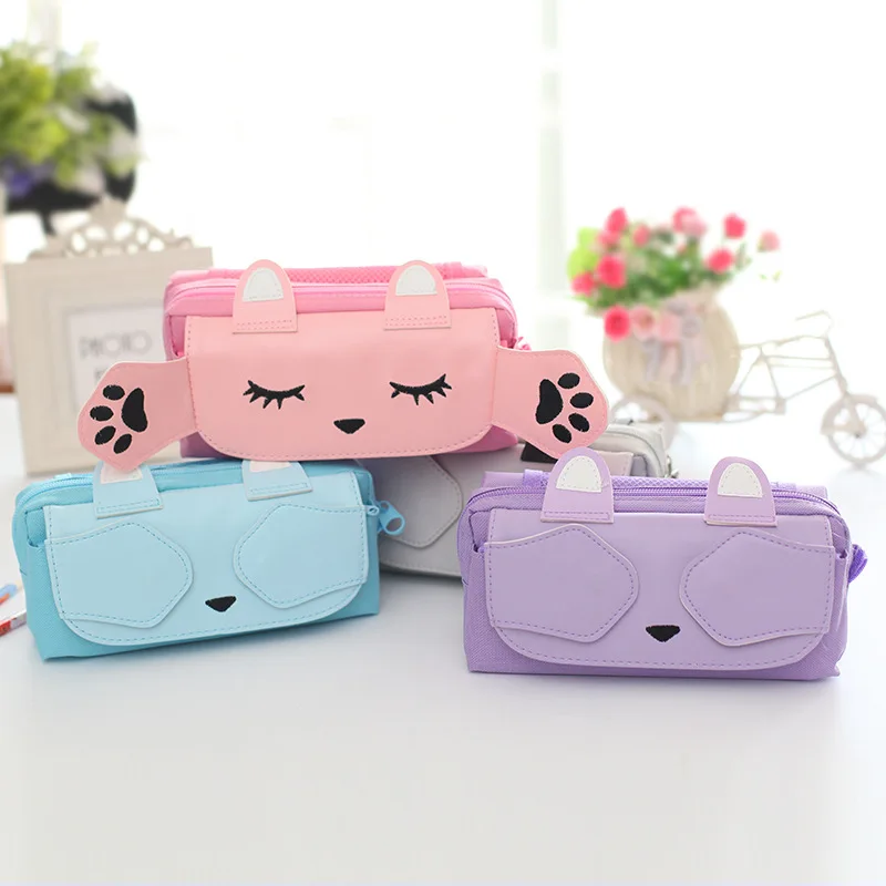 

2018 Kawaii stationery canvas pencil case large capacity pencil bag for girl school case school supplies