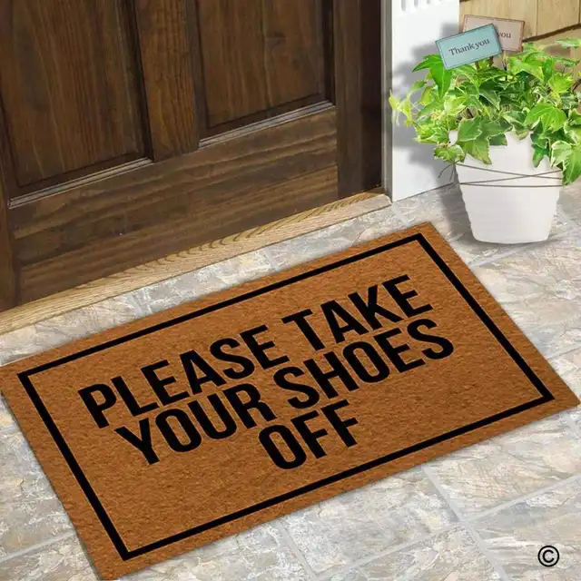 Us 12 19 31 Off Doormat Entrance Floor Mat Funny Door Mat Please Take Your Shoes Off Designed Non Slip Doormat 18 By 30 Inch In Mat From Home
