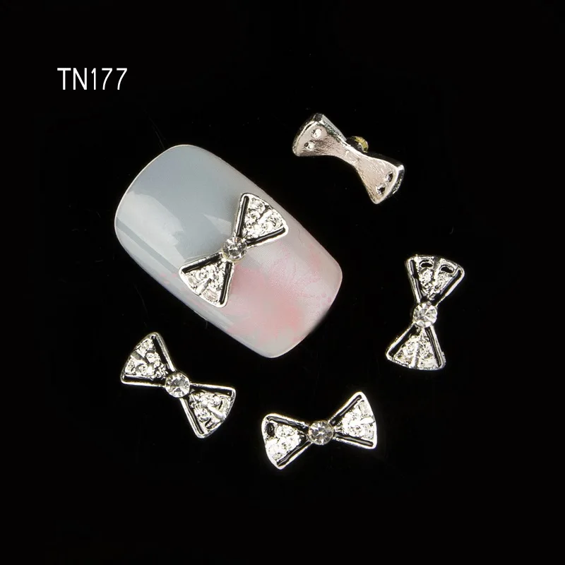 Blueness 10Pcs 3D Strass Bow Nail Art Adhesive Rhinestones Decoration