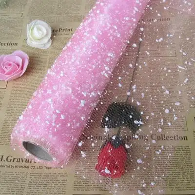 50 см 4 метров/рулон Снежинка Тюль пряжа цветы упаковка подарочная упаковка материалы Свадебные украшения вечерние поставки - Цвет: light pink
