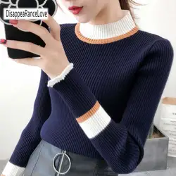 Invierno Mujer Suéter de Punto Jerseys 2019 Casual Manga Larga Jersey de Cuello Alto Mujer Delgado Suéter de Navidad Tops Invierno Mujer Suéter de Punto Jerseys 2019 Casual Manga Larga Jersey de Cuello Alto Mujer Delgado Suéter de Navidad Tops