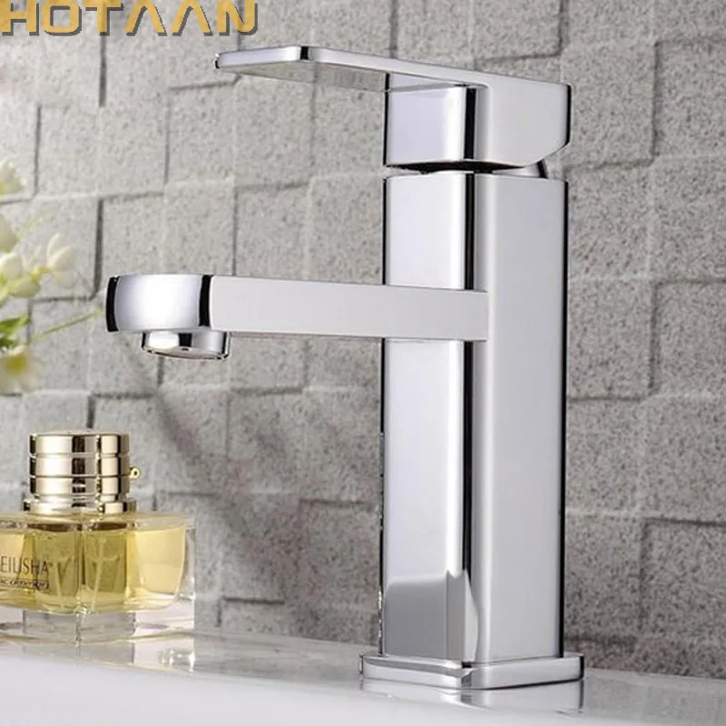 Hotaan Modern Style Free Shipping Basin Faucet Cold and Hot Water Mixer Torneira Da Bacia Single Handle Bathroom Tap