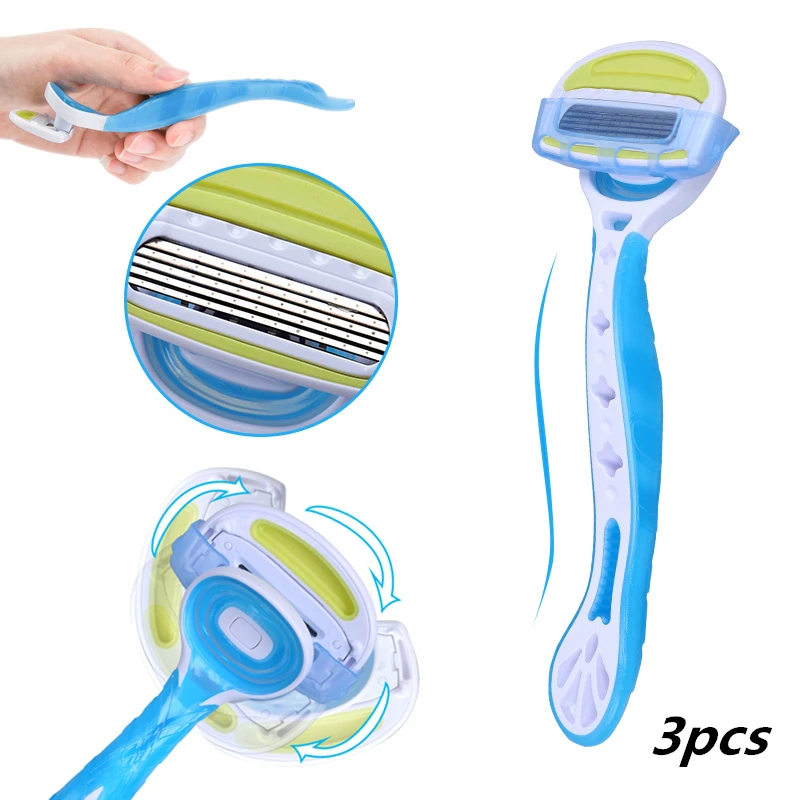 Buy 3pcs/lot Female Shaving Razor 5 layer Stainless