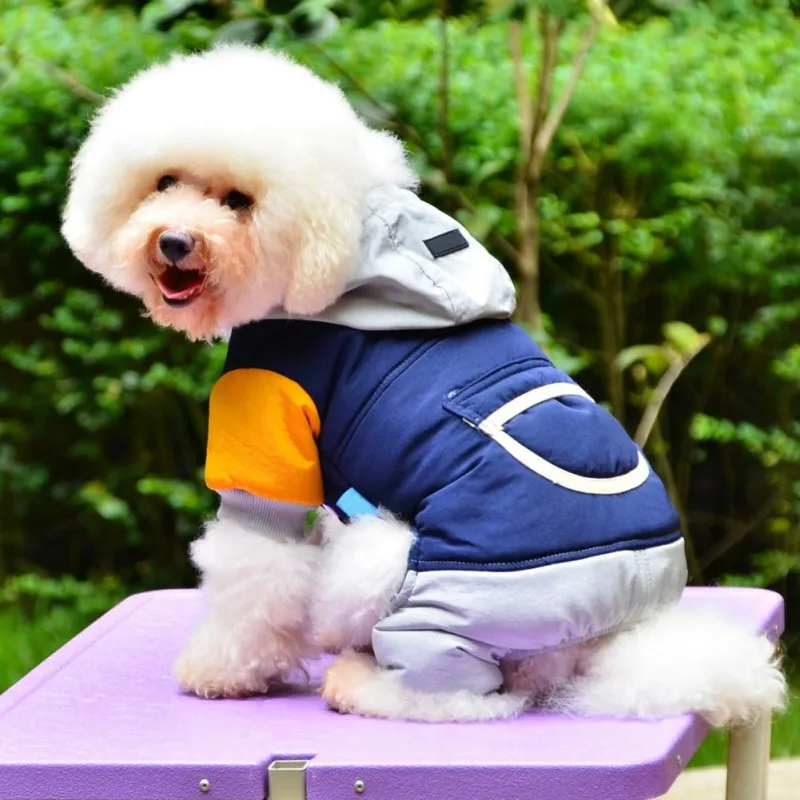 Толстые теплые собака плащ Одежда для собак Костюмы одежда зимняя одежда Светоотражающие щенок Куртка из искусственной кожи PU собак куртка