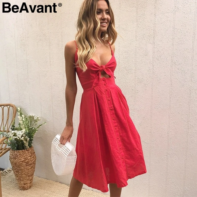 Женское платье на бретельках BeAvant красное Открытое с открытой спиной