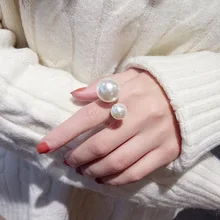 

Pearl Adjustable Opening Rings Simple Personality Fashion Female Aristocratic Lady Temperament Party Gift Female Rings Wholesale