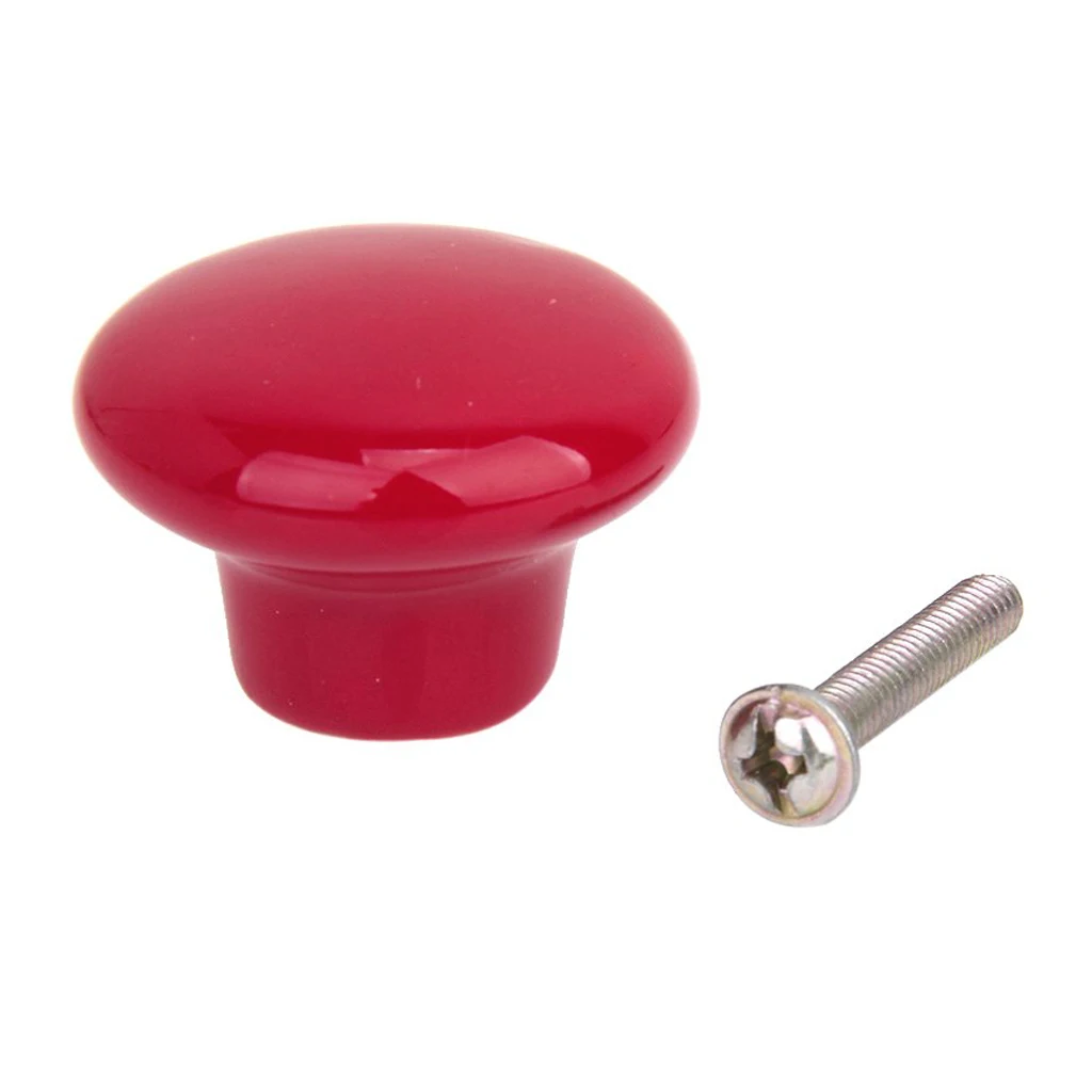 

5 x Round Ceramic Cabinet/Drawer/Cupboard/Bin Pull Knobs Handles---Red