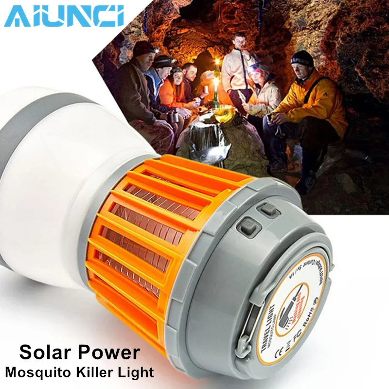 

Solar Panel USB Charging Mosquito Killer Lamp LED Light Camping Light Dimmable