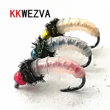 KKWEZVA 24PCS Peacock Feather Artificial Nymph Scud Silicone Skin Fly Fishing Flies for Fly Trout Fishing Lures insect Bait KKWEZVA 24PCS Peacock Feather Artificial Nymph Scud Silicone Skin Fly Fishing Flies for Fly Trout Fishing Lures insect Bait