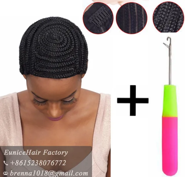 BRAIDED CAP CROCHET WIG WITH ZURY BRAZILIAN BRAID CORNROW CAPS FOR WIGS