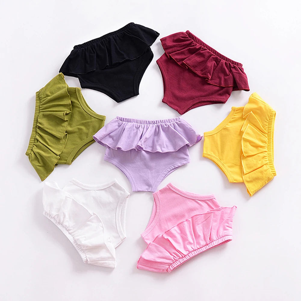 Emmaaby/однотонные трусики с рюшами для новорожденных девочек; детские шаровары; трусики на подгузник; короткие штаны