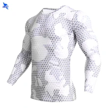Кроссфит компрессионная спортивная рубашка мужская с длинным рукавом Камуфляж Фитнес 3D быстросохнущая Мужская футболка для бега спортивная одежда Рашгард Топ
