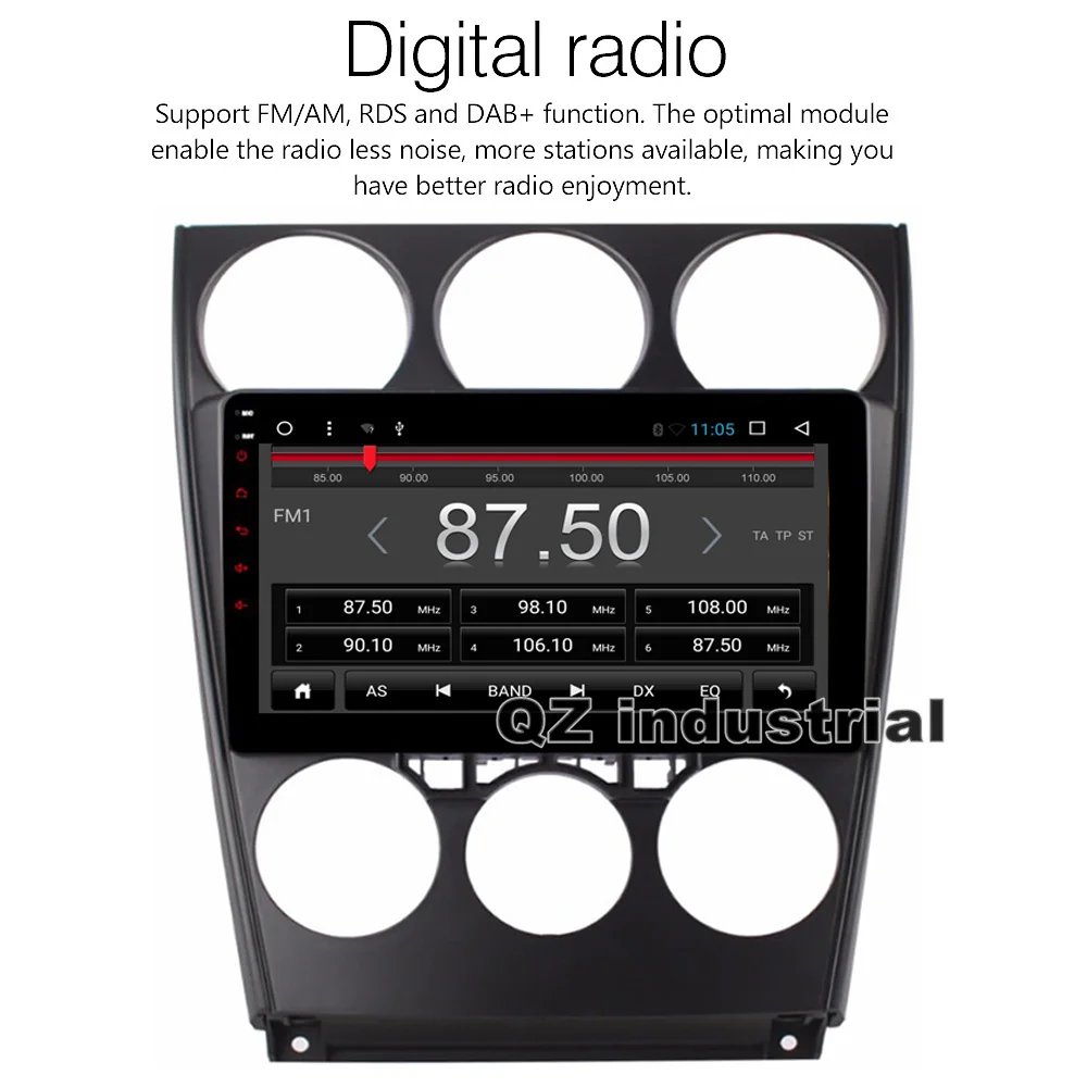 Sale QZ industrial 9inch Android 8.1 T3 for Mazda 6 2006-2015 Car DVD Player with 3G 4G WiFi GPS Radio Bluetooth Navigation RDS Map 2