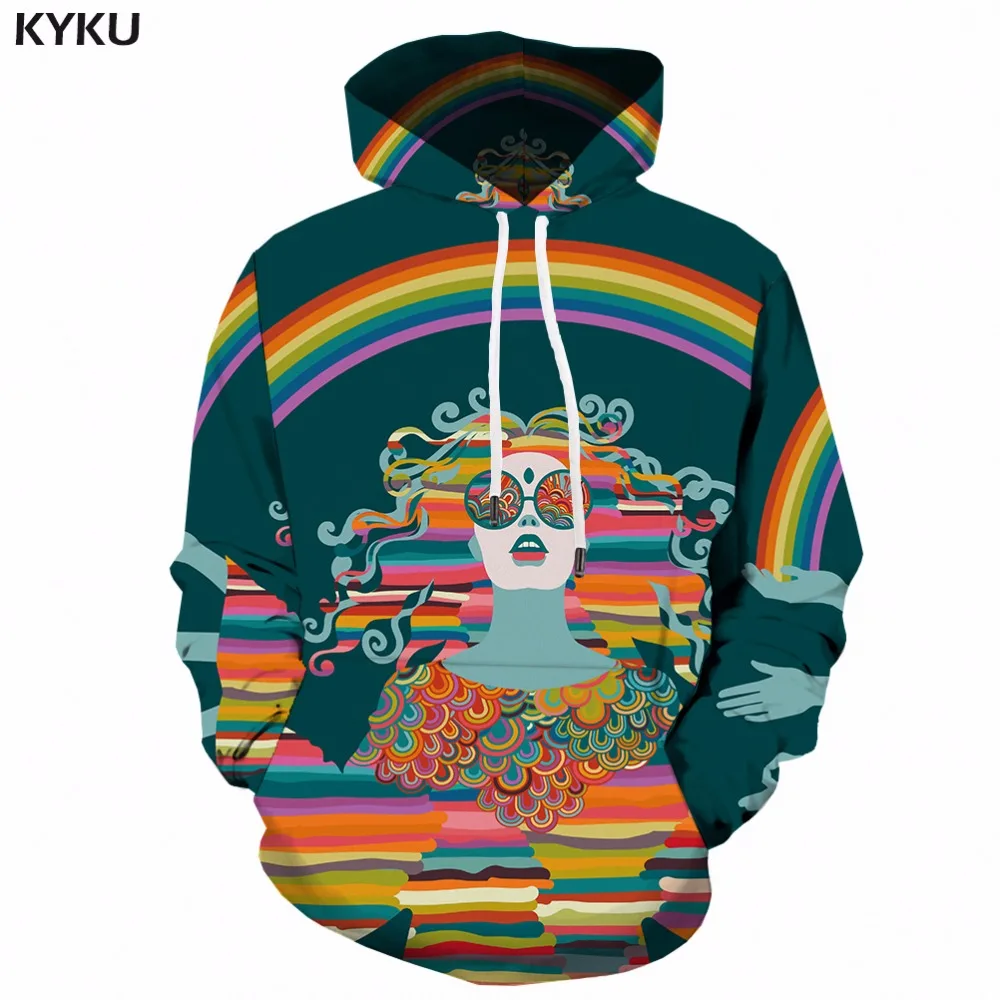  KYKU Mushroom Hoodie Men 3d Colorful Hooded Sweatshirt Long Space 3d Printed Hoodies Anime Mens Clo