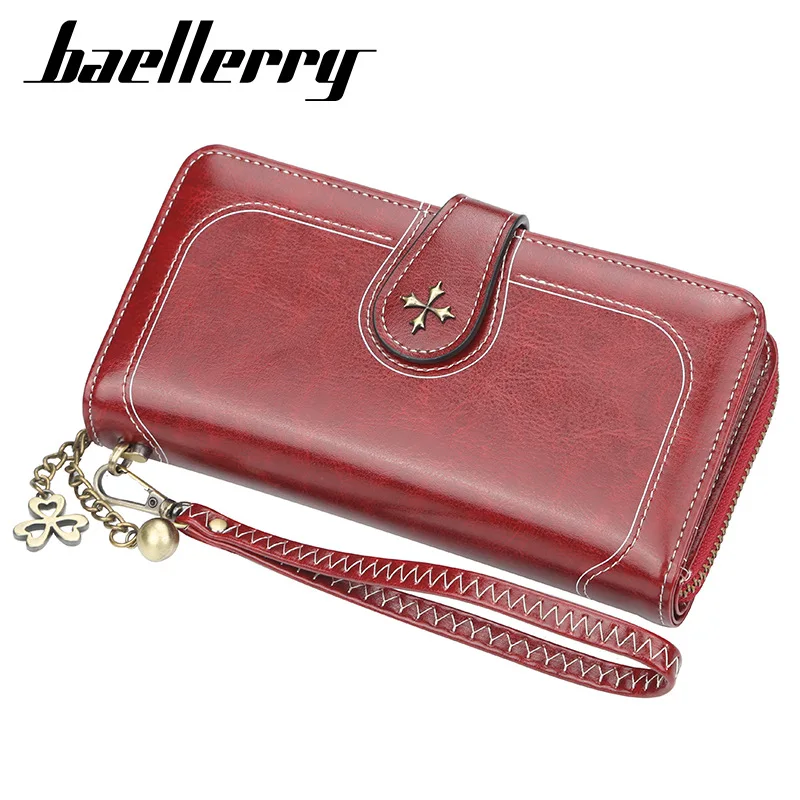 

2019 New Purses Women Hasp Zipper Wallets Brand PU Leather Wallet Female Wristlet Purse Fashion Metal Pendent Long Women Wallets