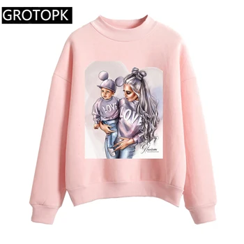 

2019 Mother's Love for Her Son Harajuku Hoodie Fleece Women's Long Sleeve Casual Sweatshirt Pullover Hoody Ladies Korean Clothes