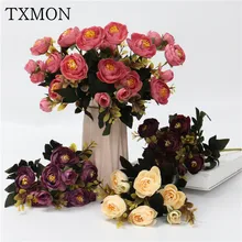 Искусственные цветы тычинки цветы искуственные 30 см 9 головы Европейский Камелия высокого класса Моделирование Шелковый букет чайной розы классический дом искусственное свадебное украшение поддельный цветок